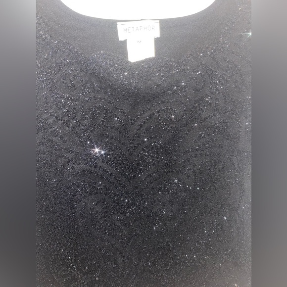 BLACK  SPARKLY METAPHOR SHIRT SIZE M - Picture 7 of 8